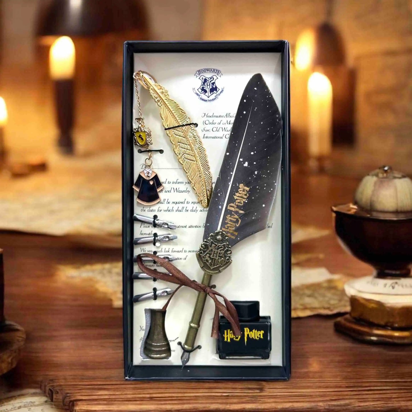 Set de Escritura - Pluma Mágica Harry Potter ✨ con Tinta y Accesorios Coleccionables