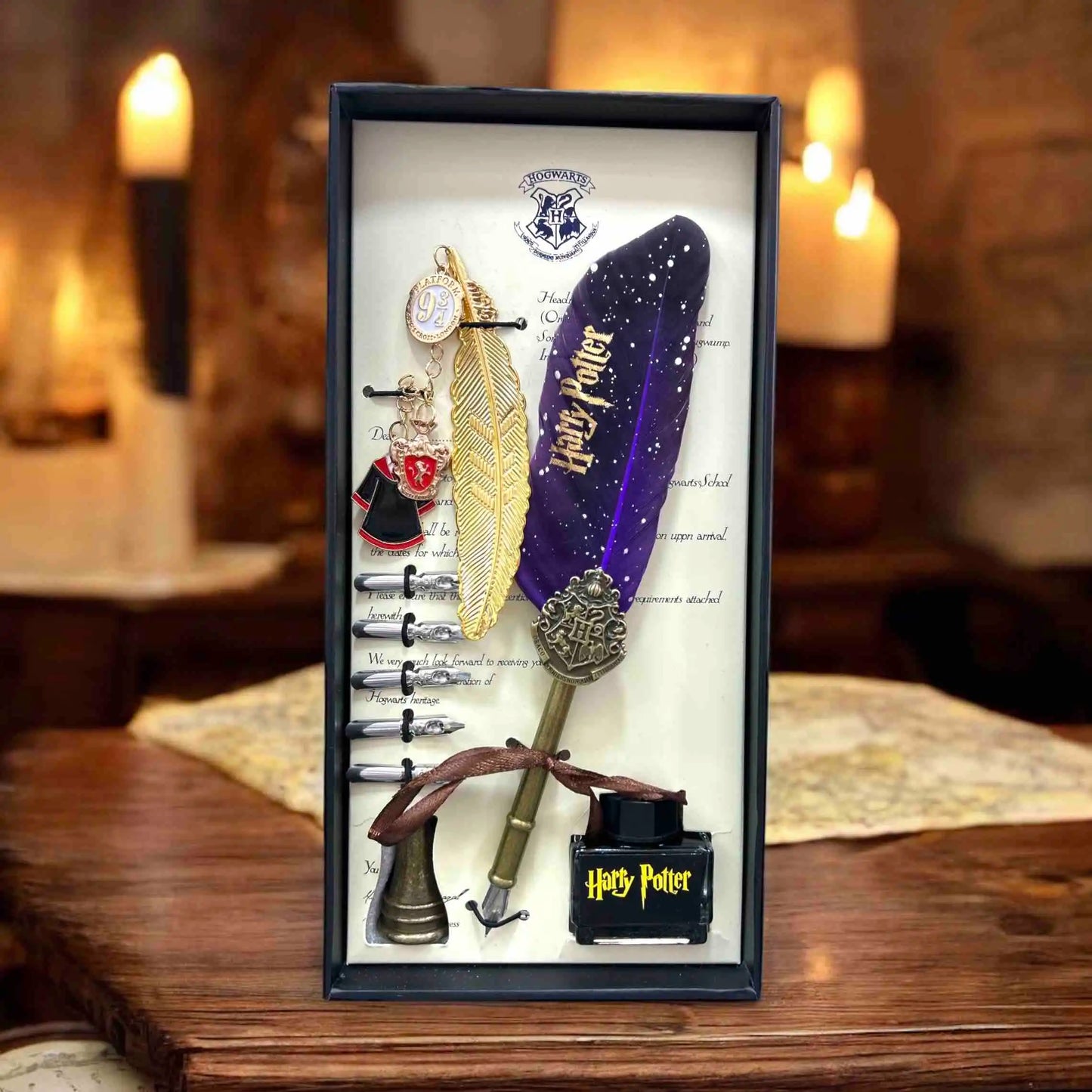 Set de Escritura - Pluma Mágica Harry Potter ✨ con Tinta y Accesorios Coleccionables