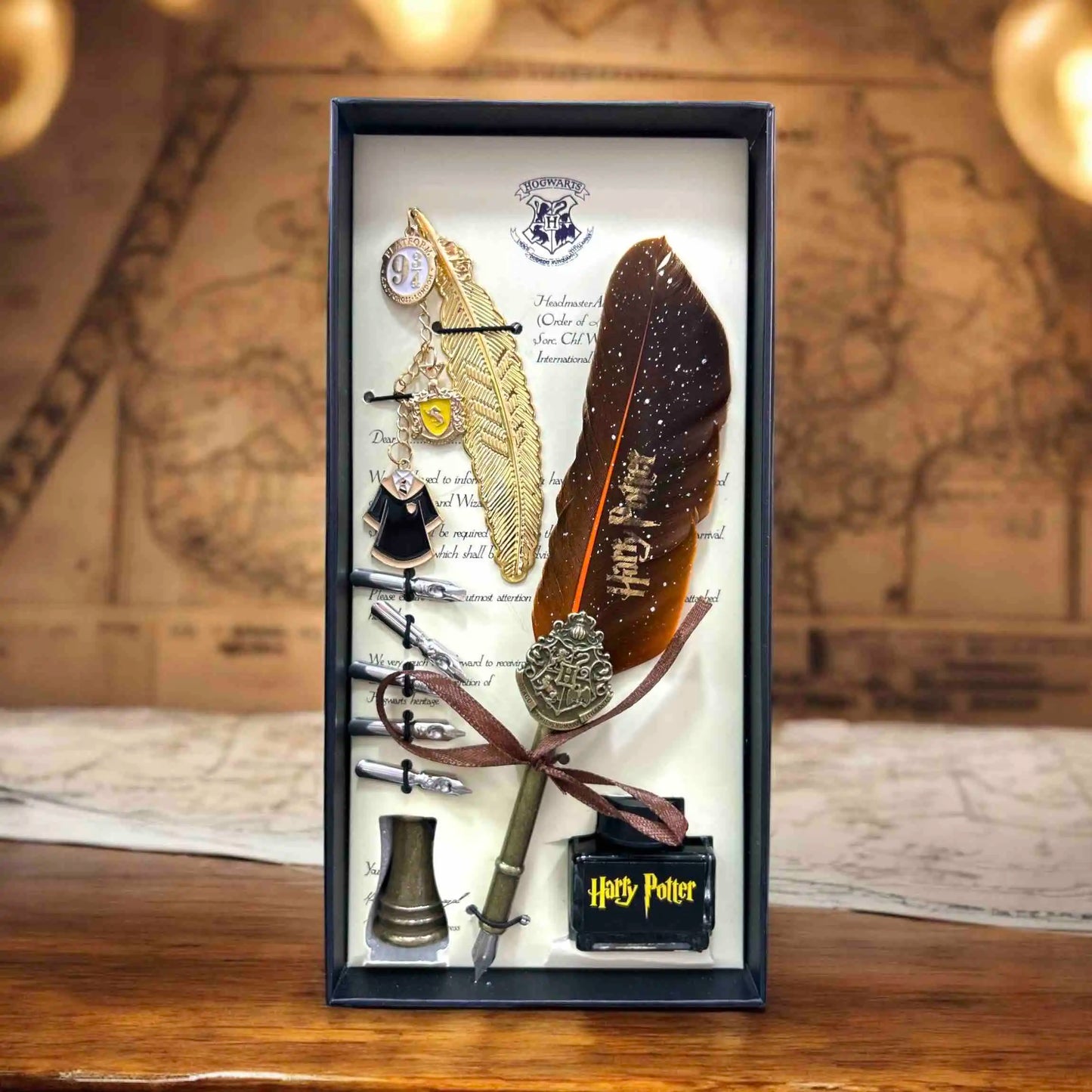 Set de Escritura - Pluma Mágica Harry Potter ✨ con Tinta y Accesorios Coleccionables